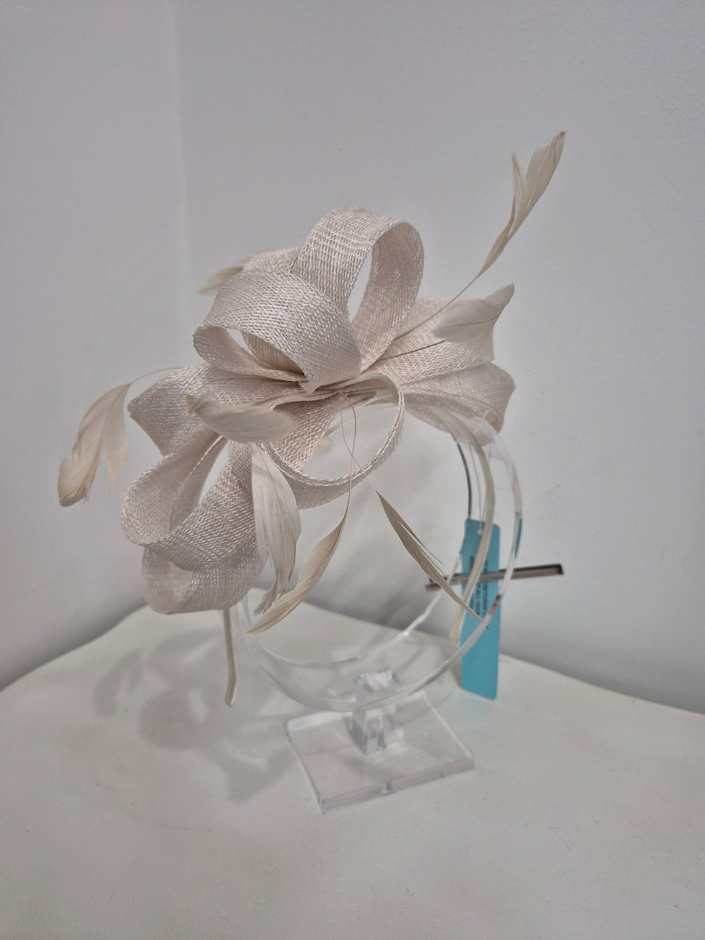 Stone neutral feathered fascinator