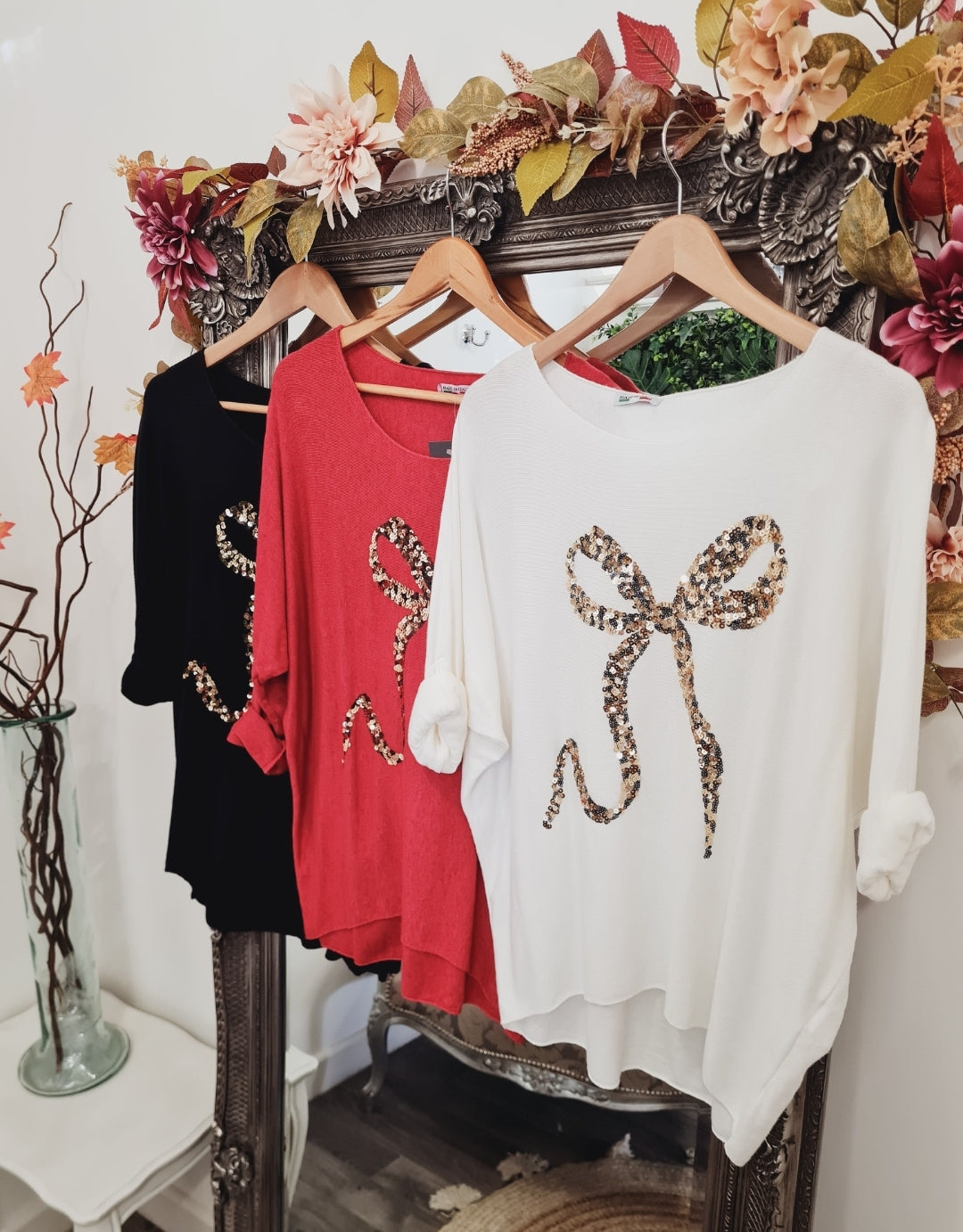 Sequin Bow Fine Knit