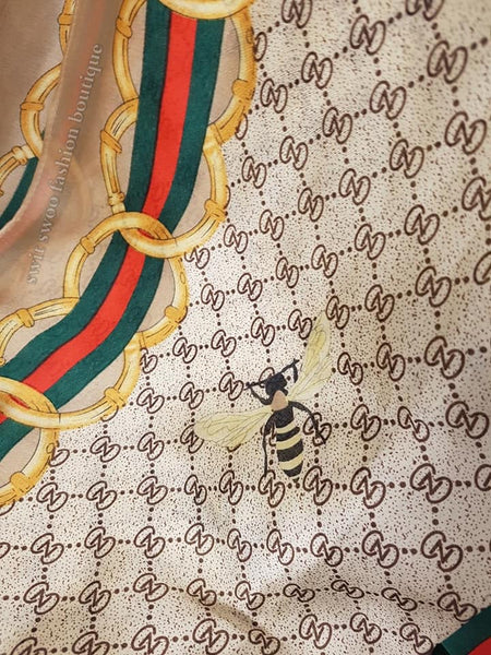 Luxury Silk Scarf With Scattered Bee Print
