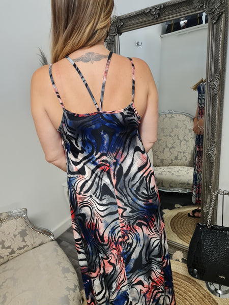 Zebra Print Strappy Dress