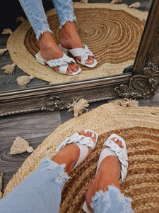 White Chain Crossover Sandals