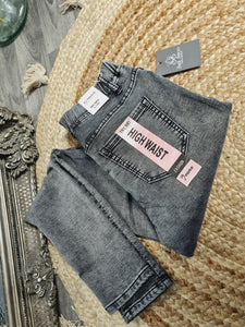 Grey Acid Wash Pull On Jeggings