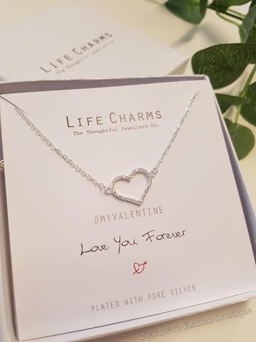 Diamante Heart Necklace With Extender Chain